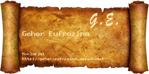 Geher Eufrozina névjegykártya